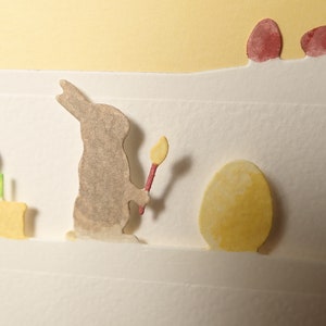 Osterkarte handgemacht selbstgemacht handgemalt Aquarell handgefertigt Klappkarte Senfgelb