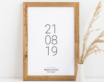 Personalisierbare Poster, Datum Poster, Liebe, Pärchen, Hochzeitstag, Valentinstag, Geschenk für Paare