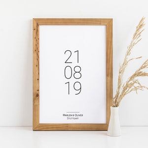 Cartel personalizable, cartel de fecha, amor, pareja, aniversario de boda, San Valentín, regalo para parejas