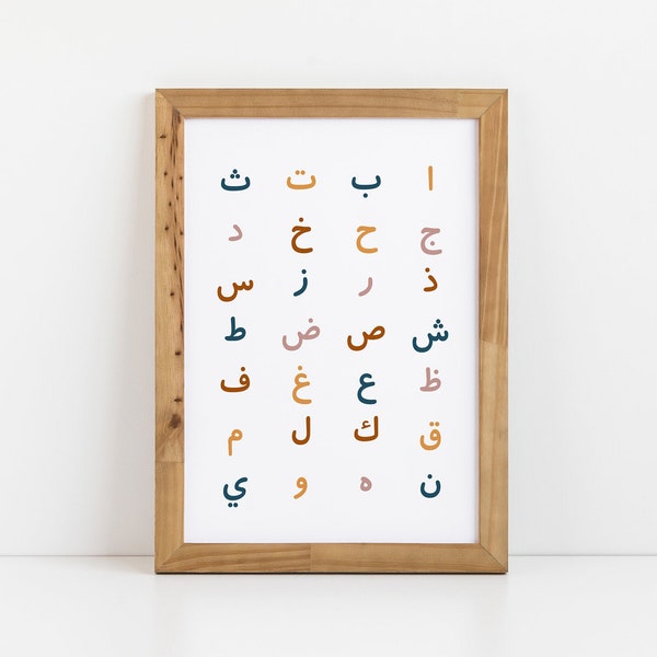 Arabische Alphabet Alif Ba islamische Wandbilder, Alphabet Poster, Alphabet Print, Kinderzimmer Decor, Kids Room Print