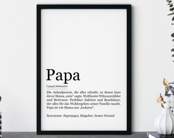 Definicja taty, konfigurowalny plakat taty, prezent taty i mamy, prezent taty, prezent urodzinowy taty, dzień ojca