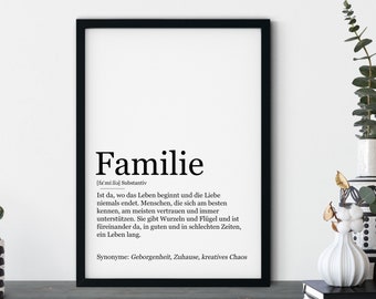 Personalisierbare Familie Definition: Familie Poster, Geschenk für Familie, Familie Geschenk, Geburtstagsgeschenk, Weihnachtsgeschenk