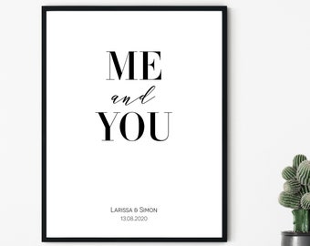 Me and You Poster, Personalisierbare Poster,  Liebe, Pärchen, Hochzeitstag, Valentinstag, Geschenk für Paare, Printable and Digital
