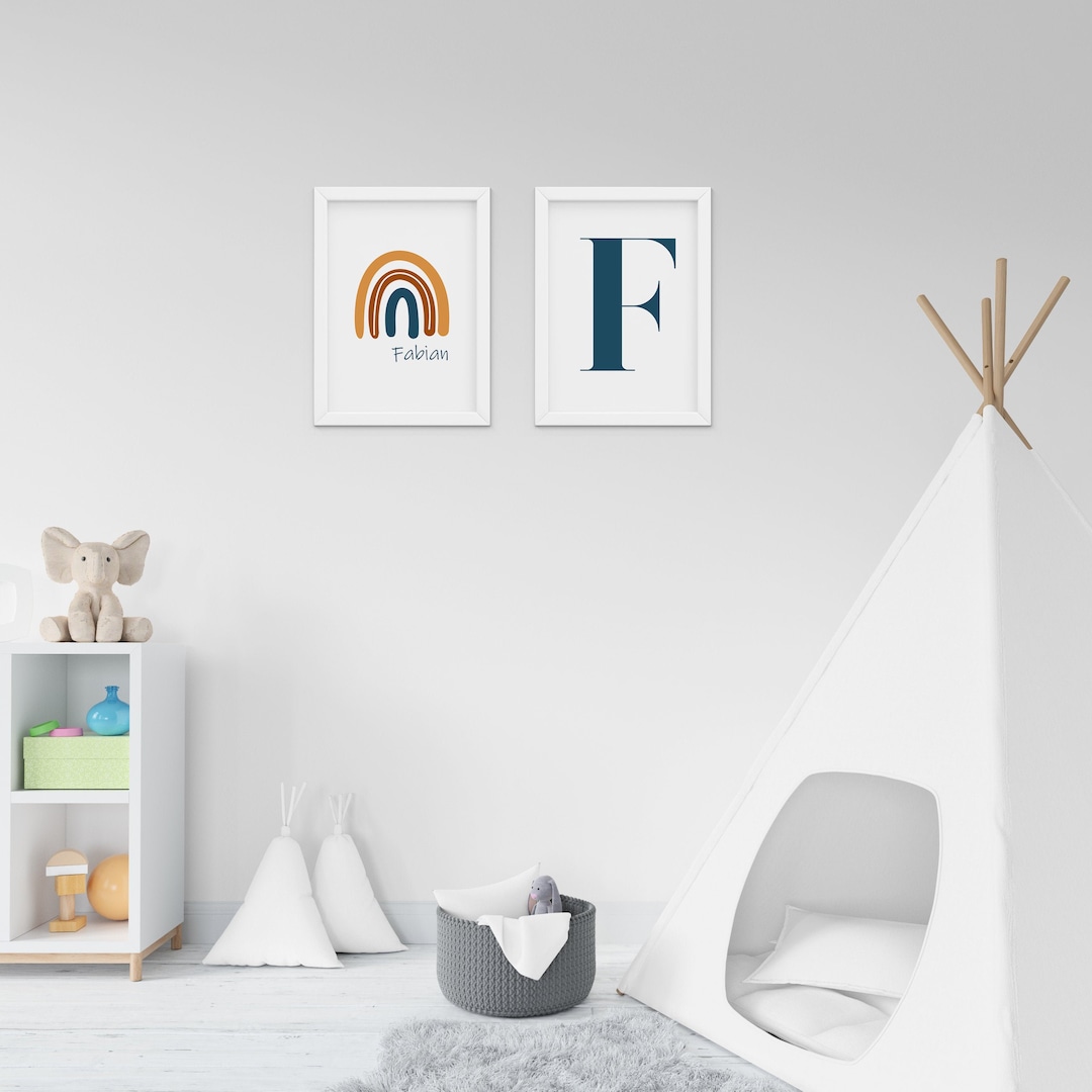 Poster Set Children's Room With Name, Personalized Baby Poster, Rainbow ...