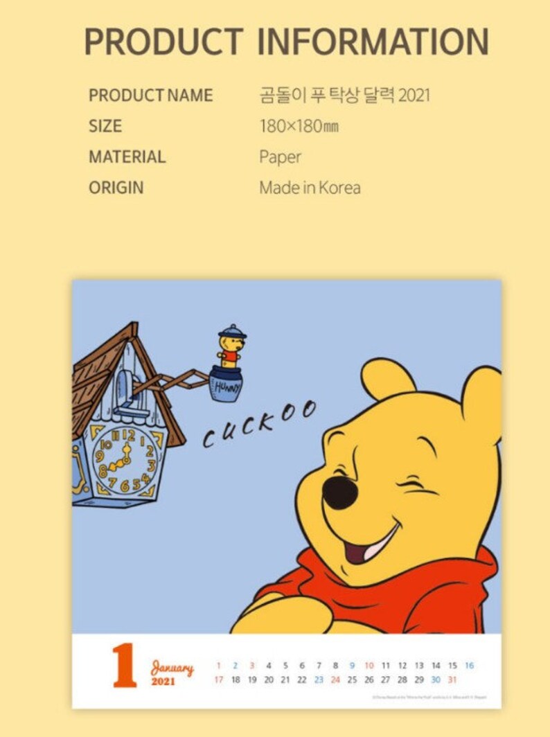 2021 Pooh Calendar Desk Calendar Calendar Deco winnie the | Etsy