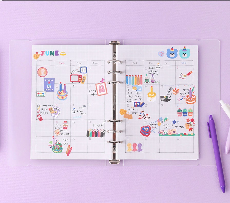 cute daily sticker 9 types journal stickers etsy