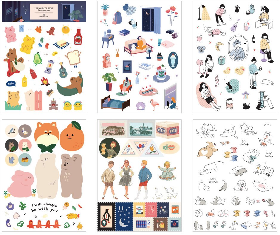 JOURNAL DECOR STICKERS Set / Animals big Stickers Diary Decor Etsy