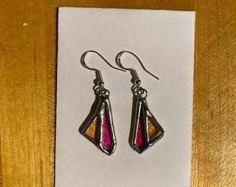 Reflective Color Changing Stained Glass Earrings - Handmade