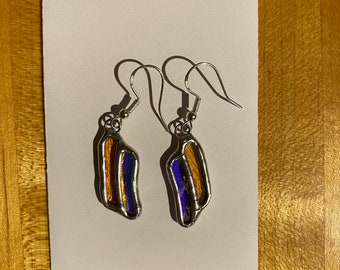 Gorgeous Reflective Stained Glass Earrings - Handmade