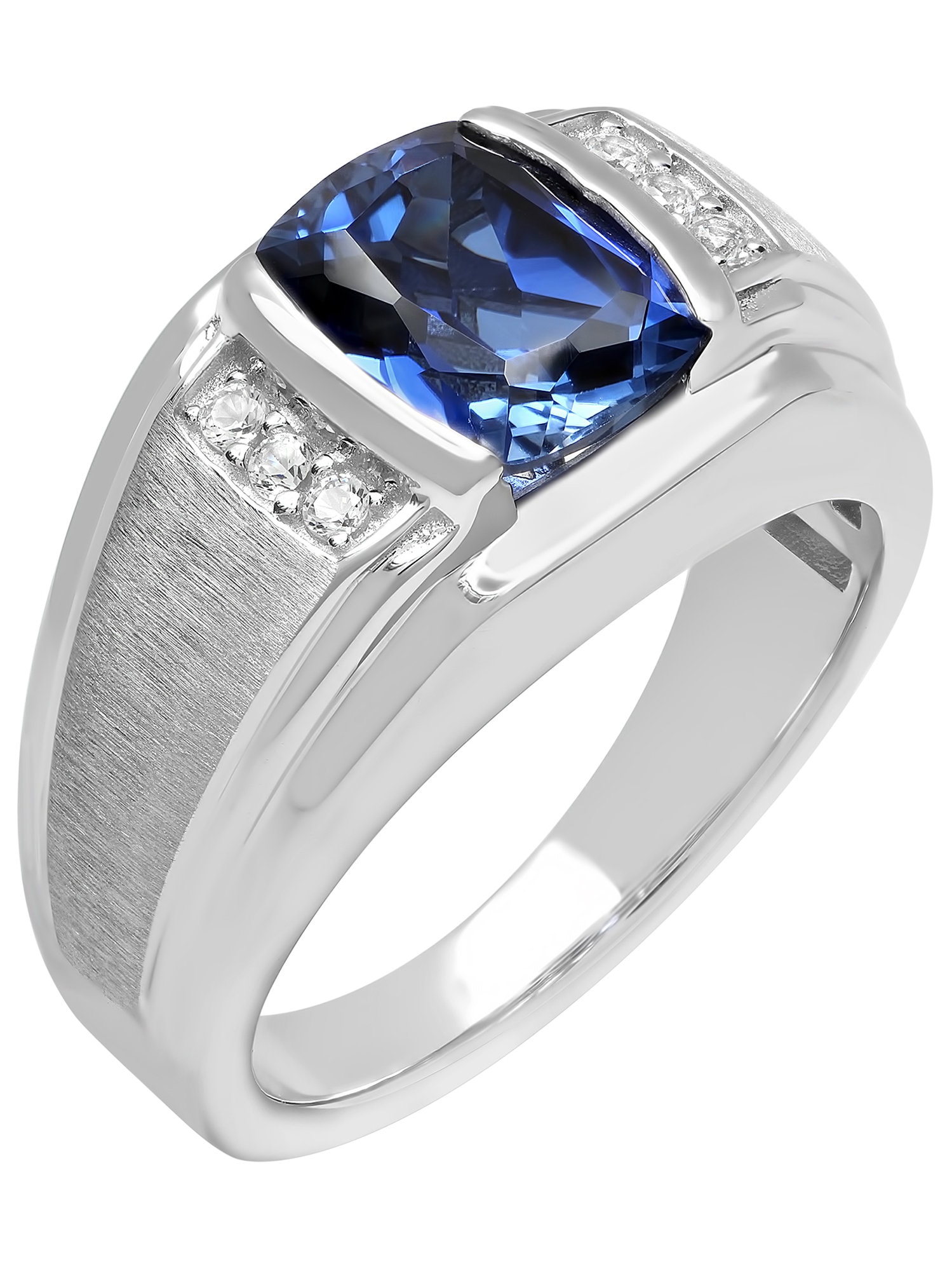 Blue Sapphire & Cz Ring for Men in 925 Sterling Silver Lab - Etsy UK