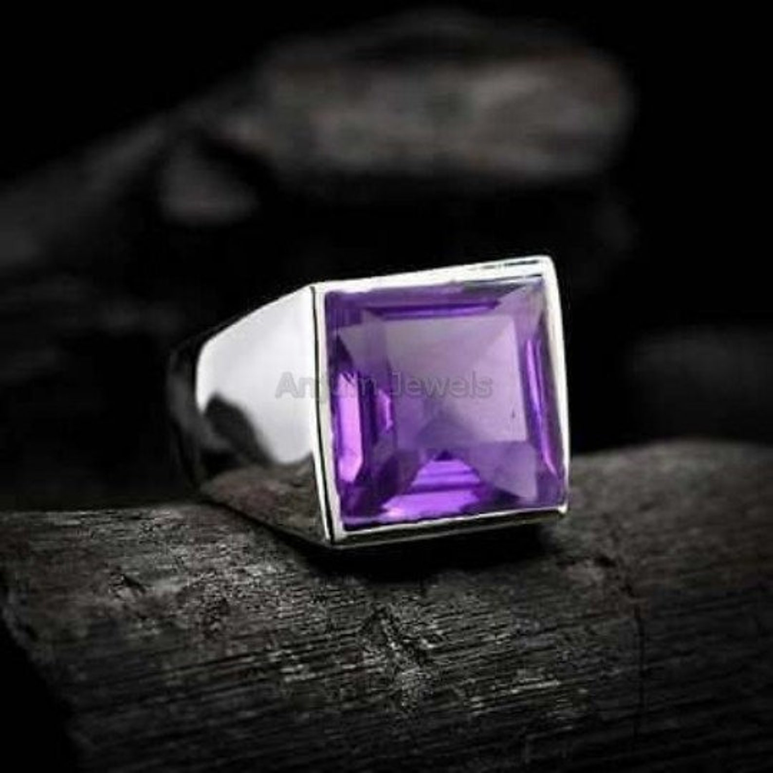 Natural Amethyst Men's Ring in 925 Sterling Silver AAA Etsy