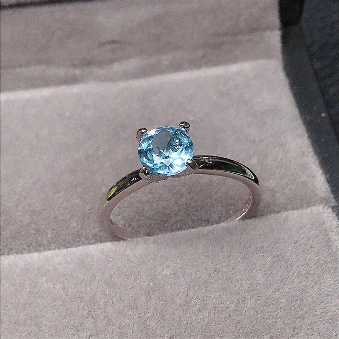 Natural Blue Topaz Solitaire Ring for Women in 925 Sterling - Etsy
