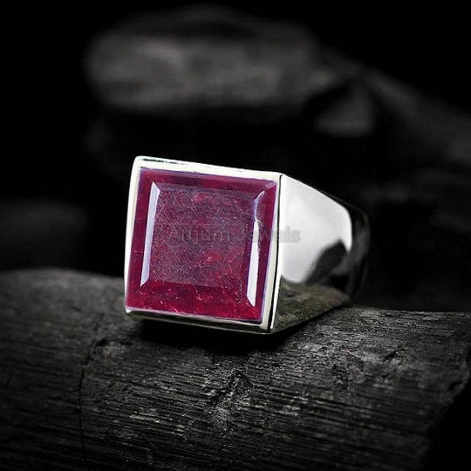 Natural Ruby Men's Ring in 925 Sterling Silver Ruby | Etsy