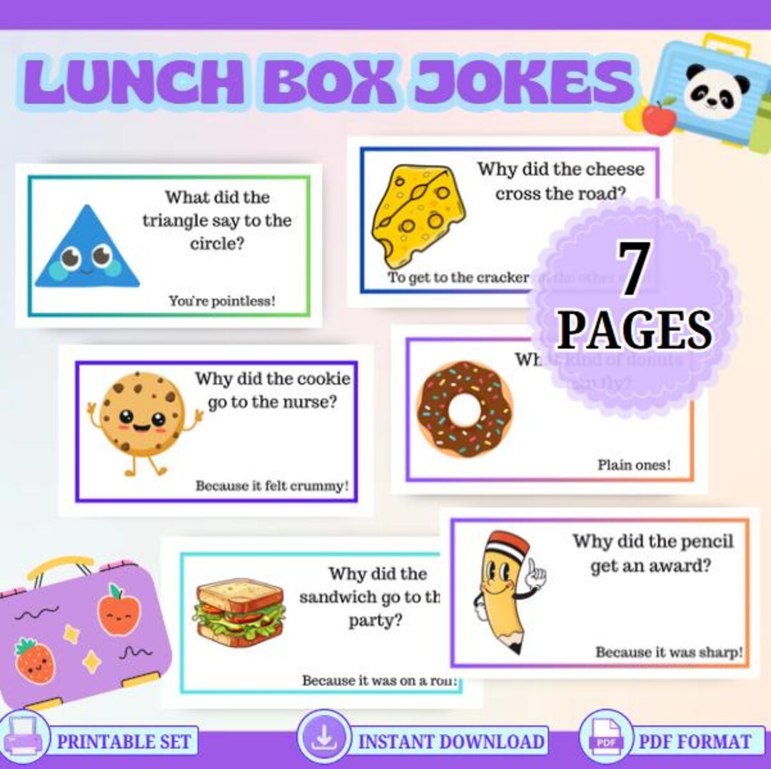 Lunch Box Riddles Pdf Lunch Box Jokes for Kids: Printable Riddles & Fun Notes (7-page PDF) - Etsy