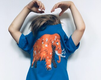 Mammoth Handmade Organic Toddler Applique Unisex T-shirt in Blue