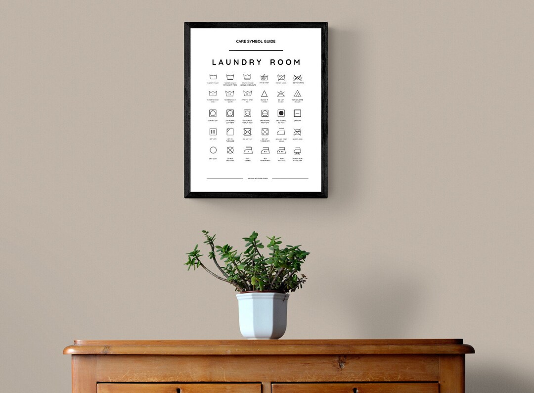 Laundry Symbols Guide Printable, Laundry Room Wall Art, Modern Laundry ...