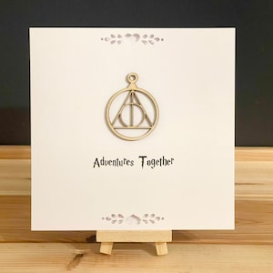 Wunderschöne Geburtstagskarte, Harry Potter Fankarte aus Holz (mit Brieftasche / kleinem Umschlag), handgemacht, für Mama, KS Arts & Cards, Kasia Karte