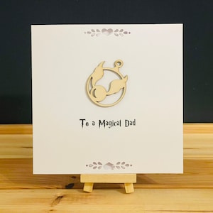 Carte de luxe pour la fête des pères, carte de fan Harry Potter en bois (avec portefeuille / petite enveloppe), carte faite main, pour maman, KS Arts & Cards, Kasia