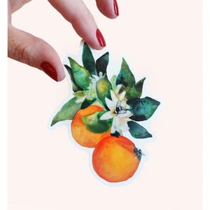 Orange Blüte und Biene Aufkleber - Wasserfester Vinyl Kunst Aufkleber