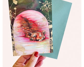 Watercolor Tiger Greeting Card: Blank Nature Art Card