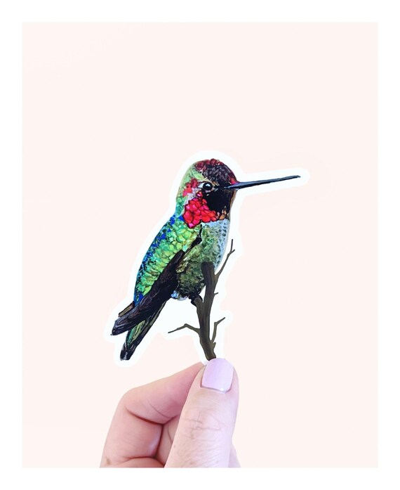 Hummingbird Decal, Ruby Throated Hummingbird Print, Waterproof Sticker, Vinyl  Decal, Bird Decal, Waterbottle Sticker, Bird Nature art