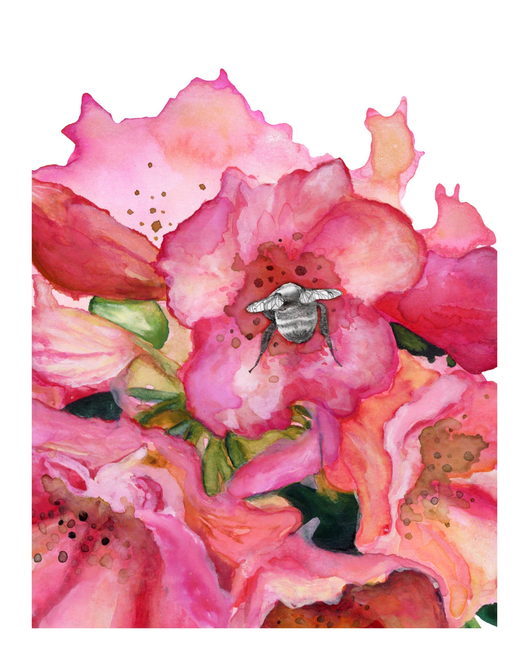 花の絵　花　フラワー　 版画　ブルー　ピンク　ラベンダー　青　南の島　絵画　海 額装絵画☆アメリカで版画化☆花の絵 花 フラワー 版画 ブルー