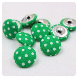 15mm fabric covered red polka dot buttons DIY Craft sold in pairs of 2