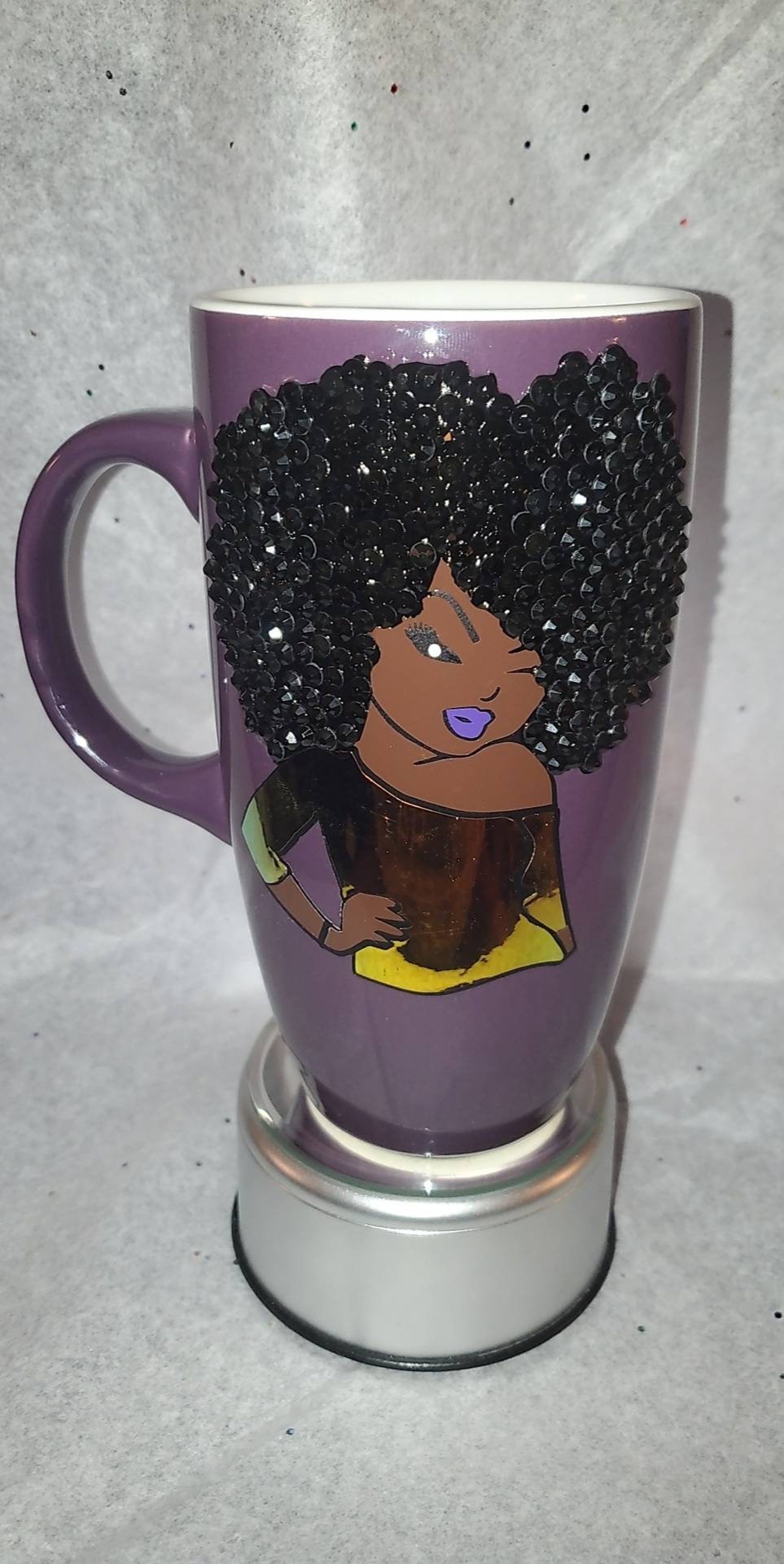 Custom Layered Rhinestone Coffee Mug Personalized Afro Etsy.de