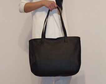 Big black handbag, daily, vegan, from Pufytako.pl