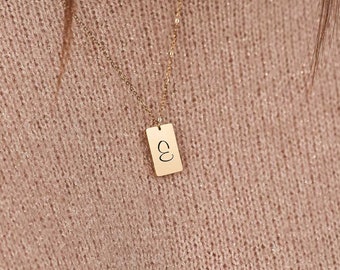 Initial Rectantgle Necklace, Personalized Monogram Necklace | Rectangle Pendant | Statement Necklace | Initial necklace, FGift for her