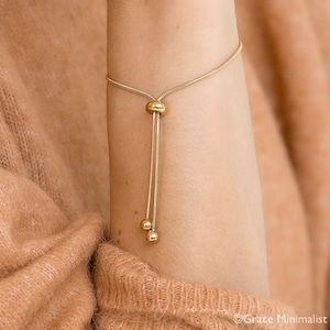 Dainty Herringbone Bracelet | Adjustable Strand Bracelets in Gold Silver | Snake Chain Bracelet | Minimalist Jewlery Gift For Her For Women