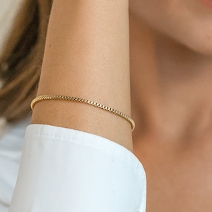 Dainty Box Chain Gold Bracelet, Gold Bracelets For Women, Minimalist Wateproof Jewelry, Perfect Gift For Her, Best friend Gift Idea