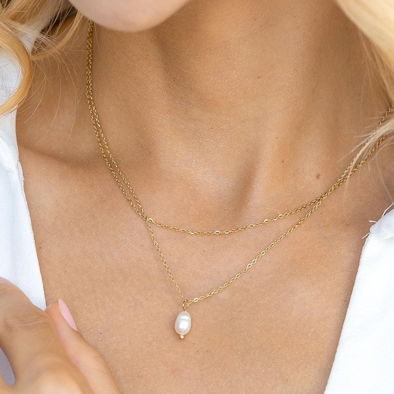Minimalist Freshwater Pearl Double Layer Necklace