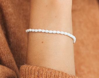 Kleine parelarmband | Zoetwater echte parel kralen armbanden | Bruidsmeisjessieraden voor vrouwen | Perfect cadeau voor haar | Idee voor kerstcadeau
