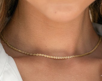 Collier simple scintillant | Collier chaîne fine en or, argent | Colliers simples de tous les jours | Chaînes de superposition | Cadeau parfait pour elle