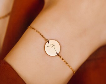 Constellation Bracelet |  Minimalist Zodiac Engraved Bracelet Silver | Astrological jewelry | Gift idea | Circle | Mom gift |