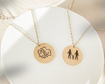 Family Engraved Necklace | Personalized Jewelry |  Mom and baby | Personalized necklace |  Friendship Necklace | Gift for her