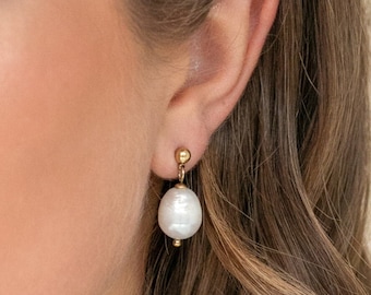 Pendants d'oreilles avec perles | Boucles d'oreilles en perles baroques | Boucles d'oreilles style vintage | Bijoux en perles | Cadeaux de demoiselle d'honneur | Cadeau d'anniversaire pour elle