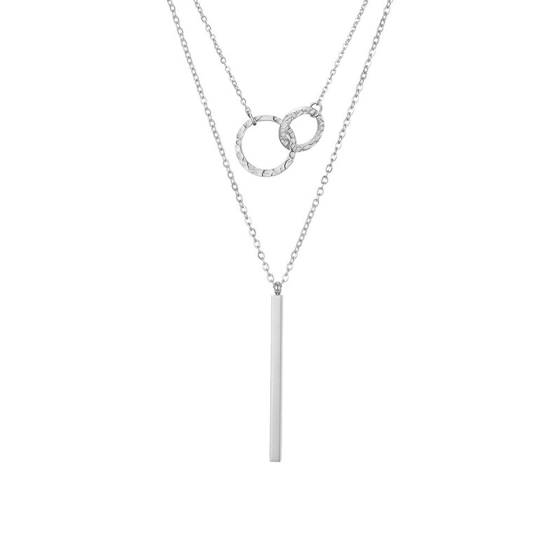 Ensemble de 2 colliers superposés liés, collier entrelacé, collier barre verticale, petit ensemble de colliers en or, cadeau minimaliste pour elle 925 STERLING SILVER