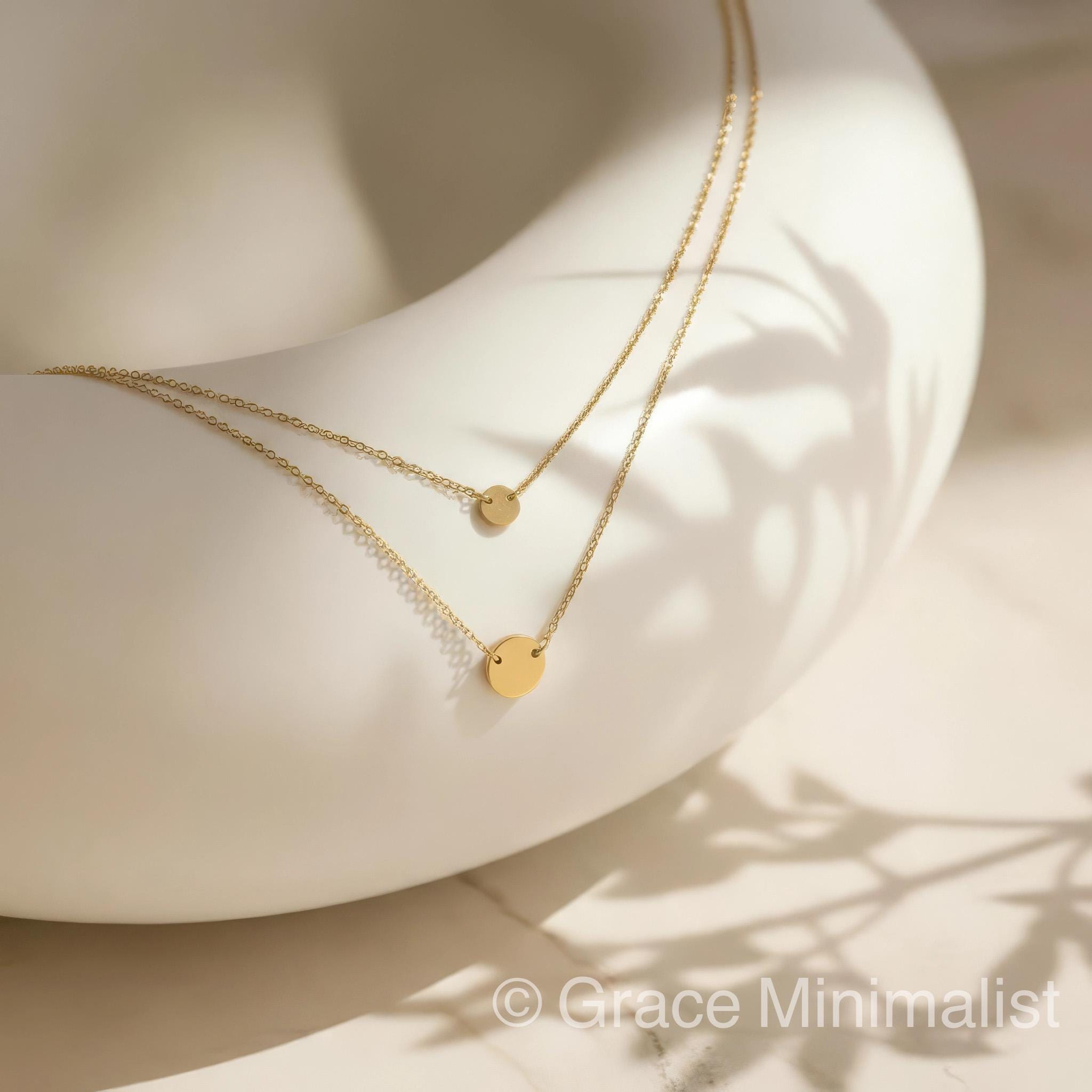 TRWWELL Dainty Gold Layered Initial Necklaces For Women – 3-Piece Adjustable Choker Set