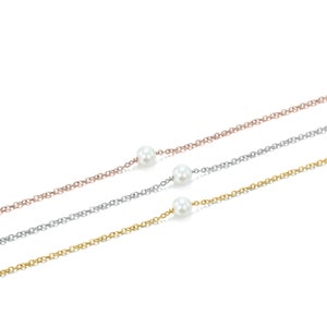 Collier de perles simple pour tous les jours Collier de perles fines or argent, bijoux minimalistes Cadeaux de demoiselles d'honneur Cadeau pour maman pour Noël image 8