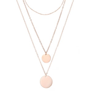 Ensemble de 3 colliers superposés délicats, collier disque, cadeau personnalisé, ensemble de plusieurs colliers ras de cou, colliers minimalistes, cadeau bijoux ROSE GOLD