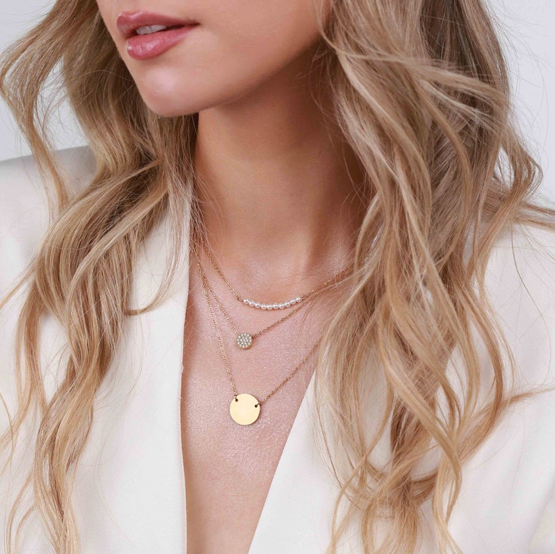 Layered Gold Necklaces Combo Set of 3 Necklaces Pendant Etsy