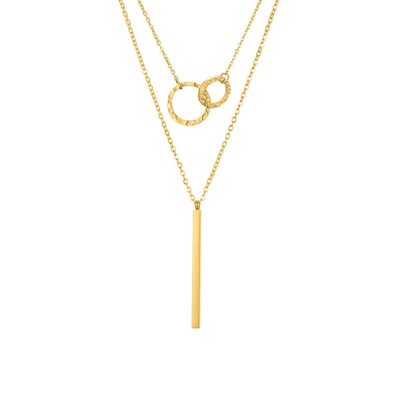 Linked Layered Necklaces Set of 2 necklaces, Interlocking necklace, Vertical Bar Necklace, Tiny Gold Necklace Set, Minimalist gift for her 18K GOLD