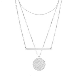 Ensemble de 3 colliers superposés Collier disque, cadeau personnalisé, tour de cou, ensemble de plusieurs colliers Collier barre horizontale, cadeau pour maman, pour grand-mère image 8