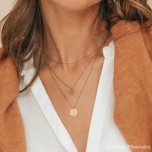 Ensemble de 3 colliers en couches polyvalents, collier disque, ensemble de plusieurs colliers ras de cou, bijoux minimalistes faits main, cadeau personnalisé pour elle image 4