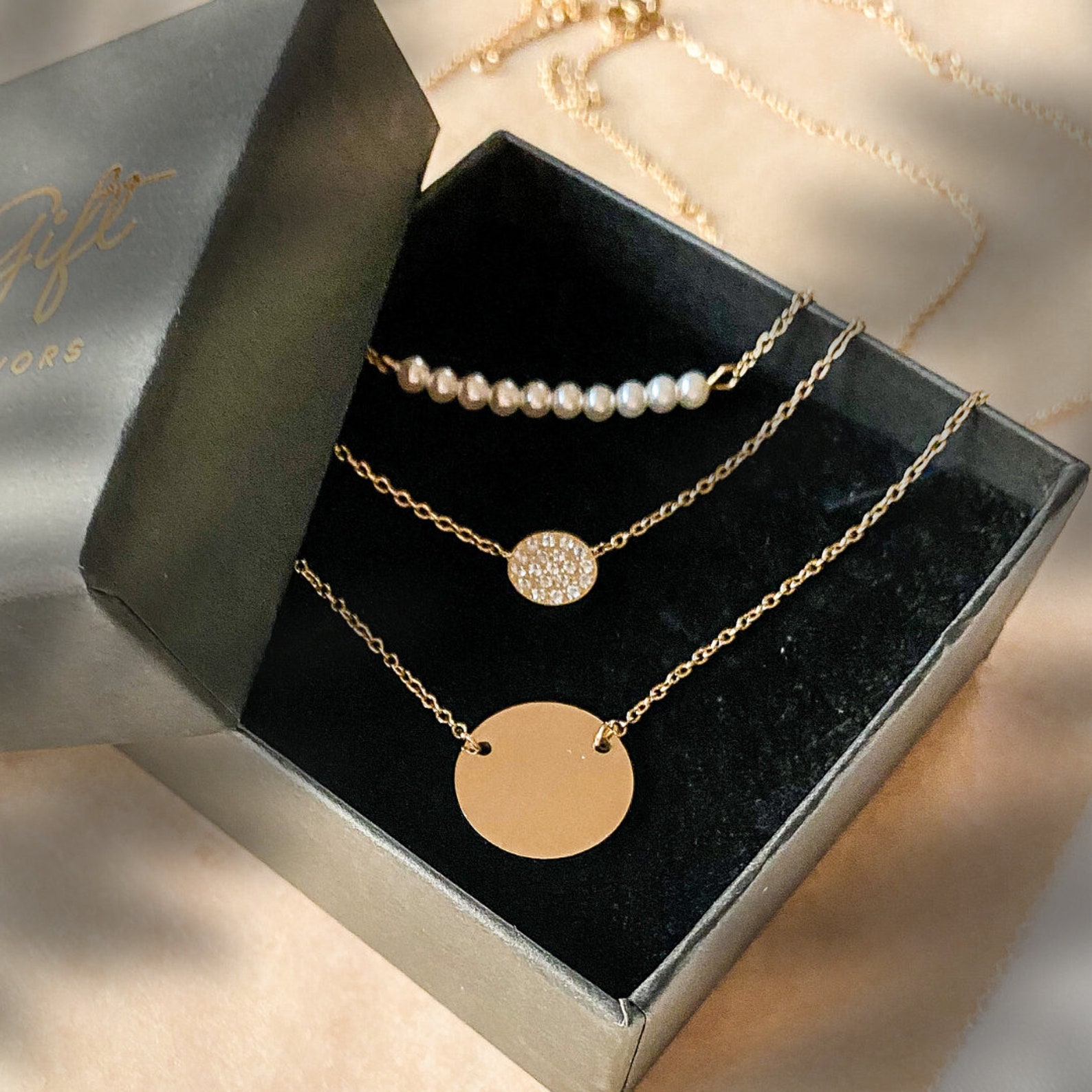 Layered Gold Necklaces Combo Set of 3 Necklaces Pendant Etsy