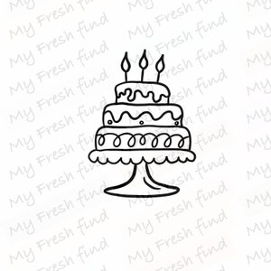 Contour de gâteau d'anniversaire - impression par sublimation - SVG - PNG - téléchargement numérique - dessiné à la main - imprimable - carte d'anniversaire - dessin - célébration