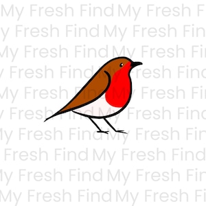 Coloured Robin - Outline - Sublimation Print - SVG - PNG - Digital Download -HandDrawn - Winter - Printable - Bird Drawing - Christmas Robin