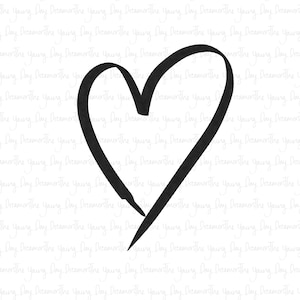Heart Outline - Sublimation Print - SVG - PNG - Digital Download - Hand Drawn - Love - Printable Art - Valentines Card - Drawing - Transfer